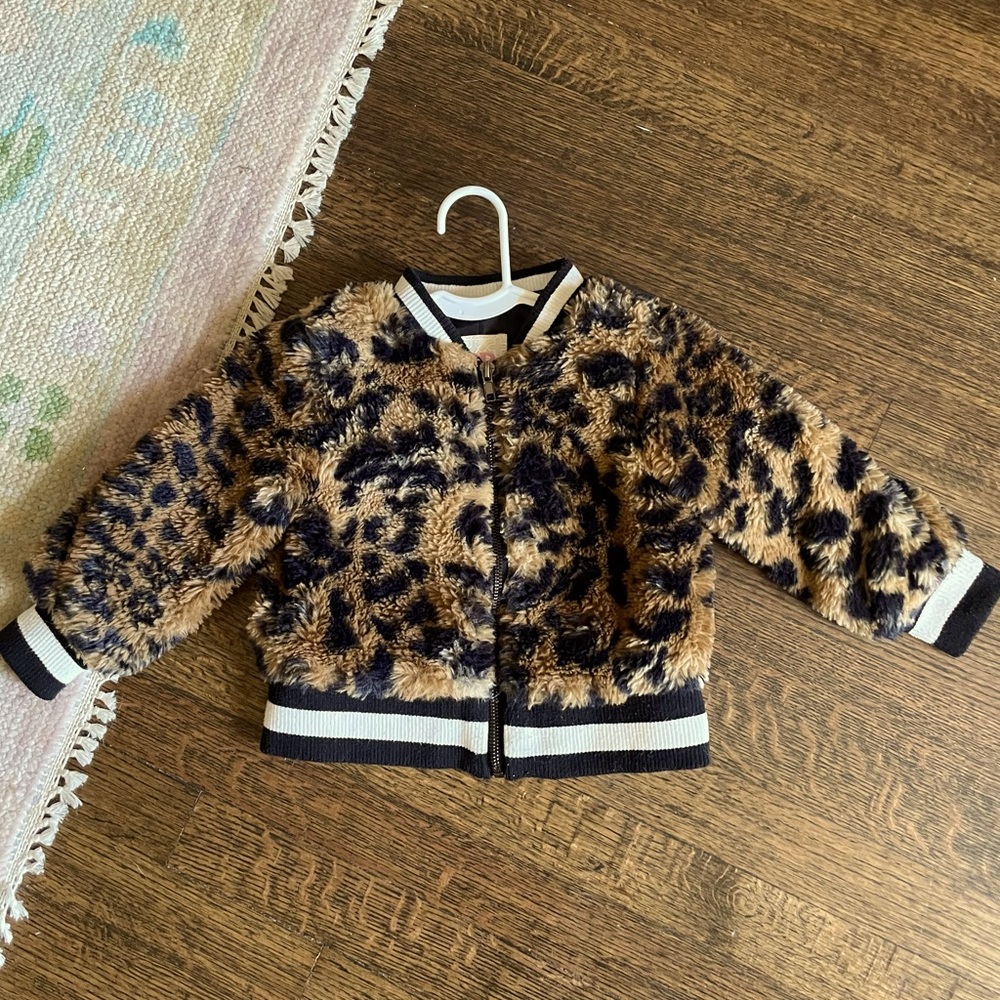 GB girls 3T leopard zip up lined jacket